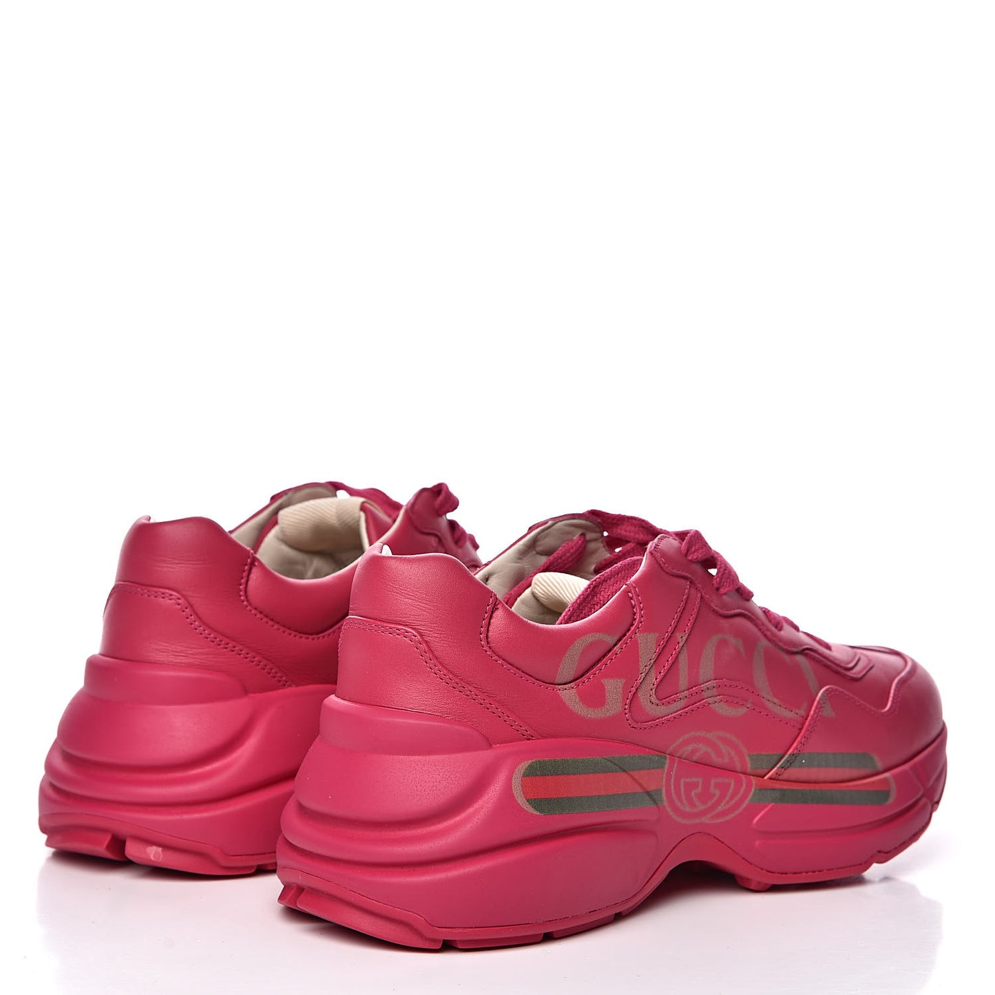 Calfskin Logo Womens Rhyton Sneakers 37.5 Box Pink