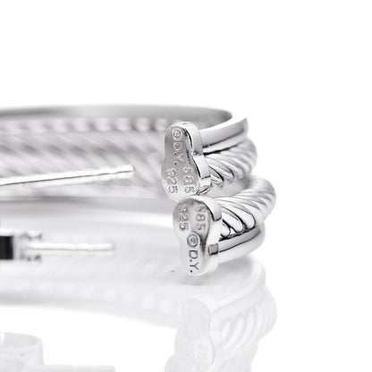David Yurman Sterling Silver Diamond Extra Large Crossover Hoop Earrings 4 of 4