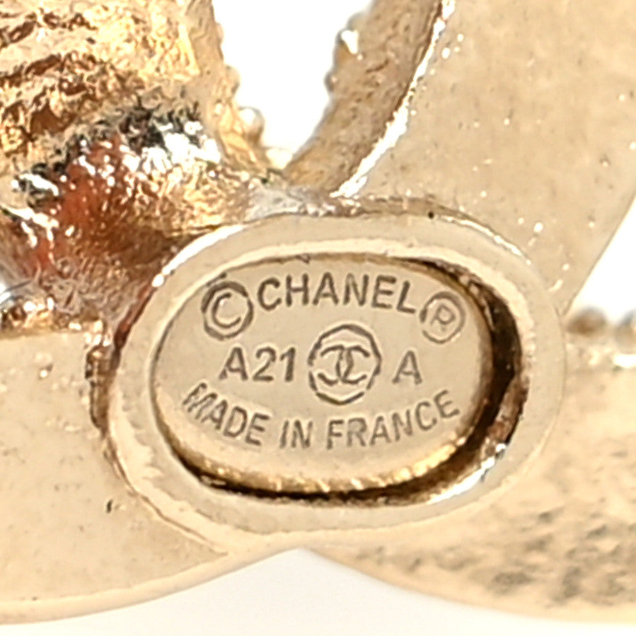 Chanel Resin Pearl CC Earrings Gold Black 4 of 4