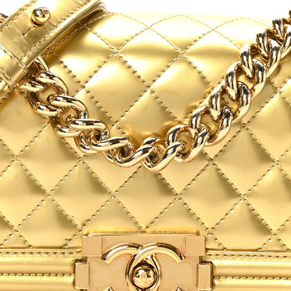 Chanel Metallic Patent Calfskin Quilted Small Boy Flap Gold 8 of 11