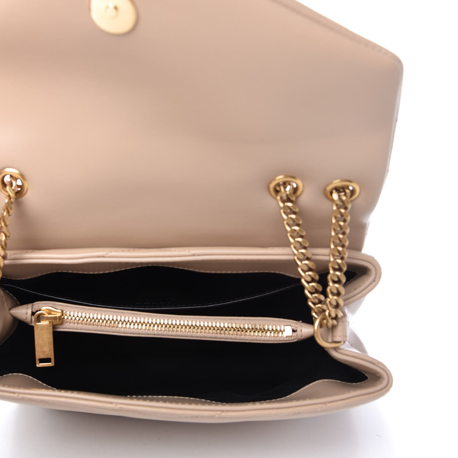 Saint Laurent Calfskin Y Quilted Monogram Small Loulou Chain Satchel Dark Beige 5 of 10