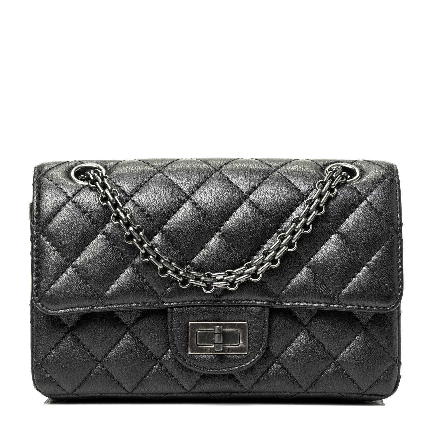 Chanel Metallic Sheepskin Quilted 2.55 Reissue Mini Flap Dark Silver 1 of 9