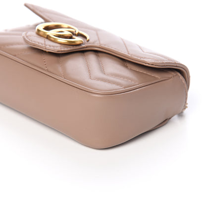 Gucci Calfskin Matelasse Super Mini GG Marmont Shoulder Bag Porcelain Rose 8 of 9