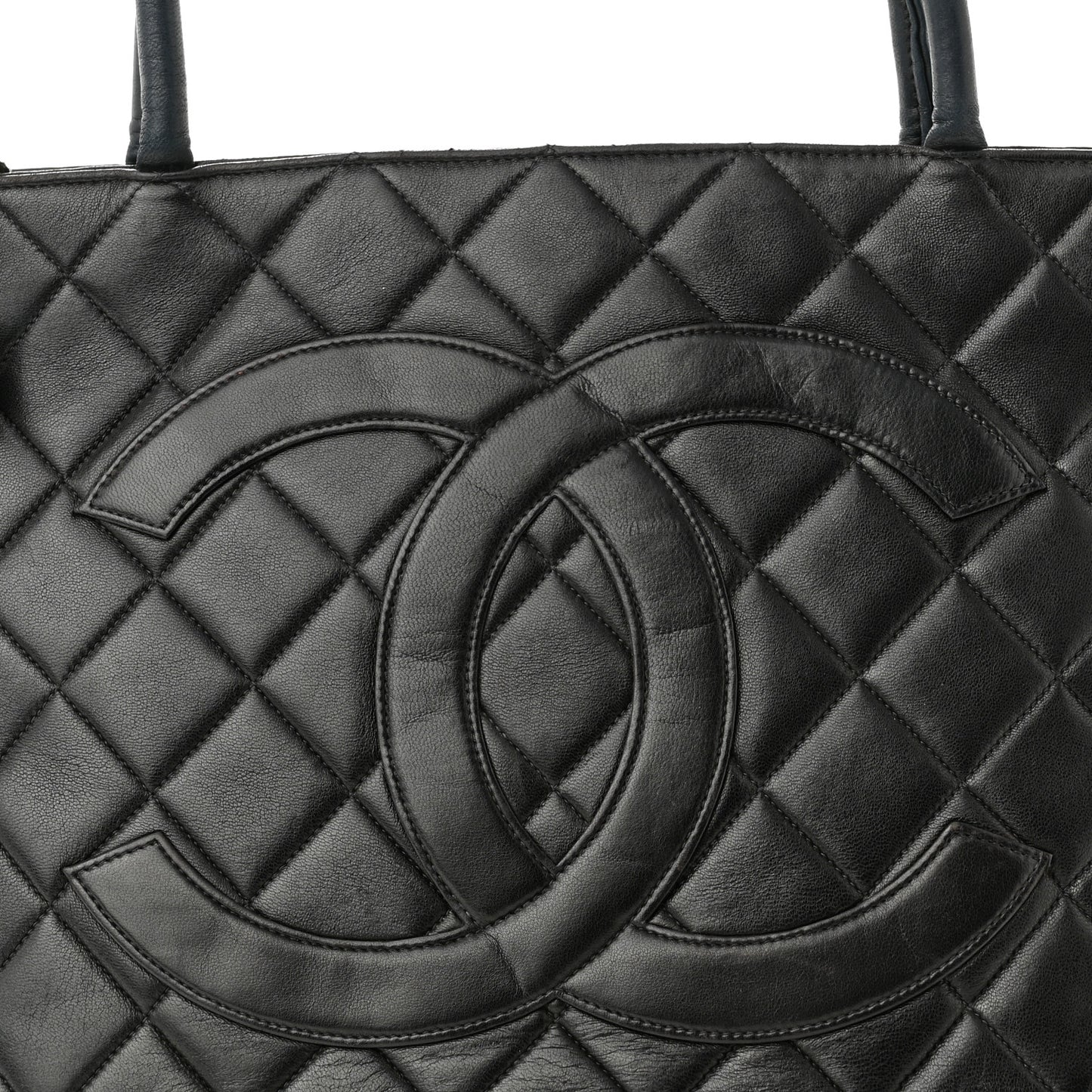 Lambskin Quilted Medallion Tote Black