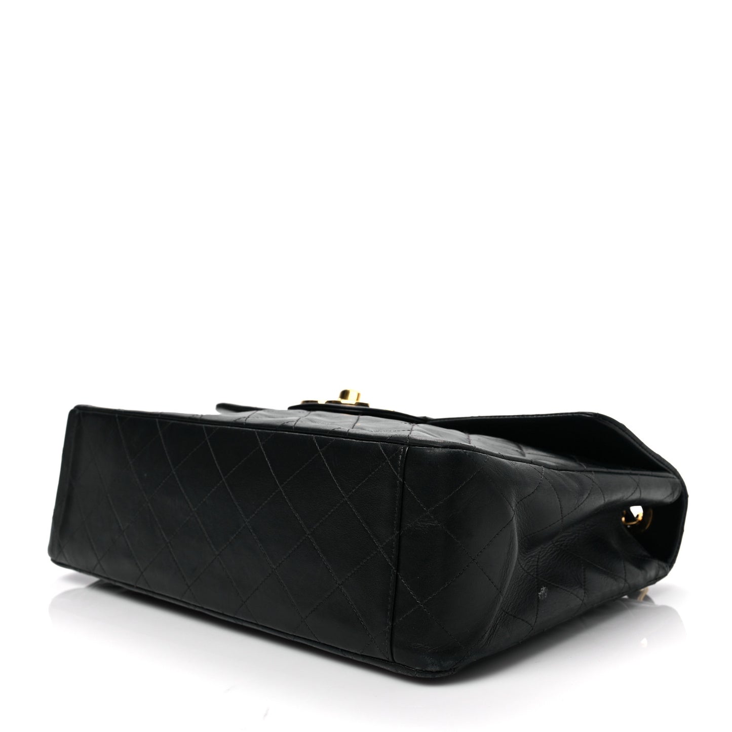 Lambskin Quilted XL Jumbo Single Flap Black