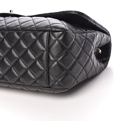 Chanel Metallized Calfskin Quilted Small XXL Travel Flap Bag Black 10 of 14