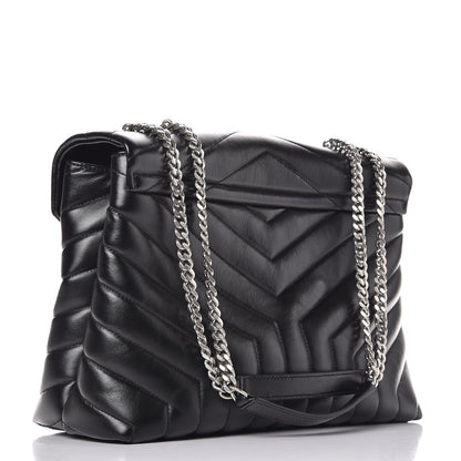 Saint Laurent Calfskin Y Quilted Monogram Medium Loulou Chain Satchel Black 3 of 11