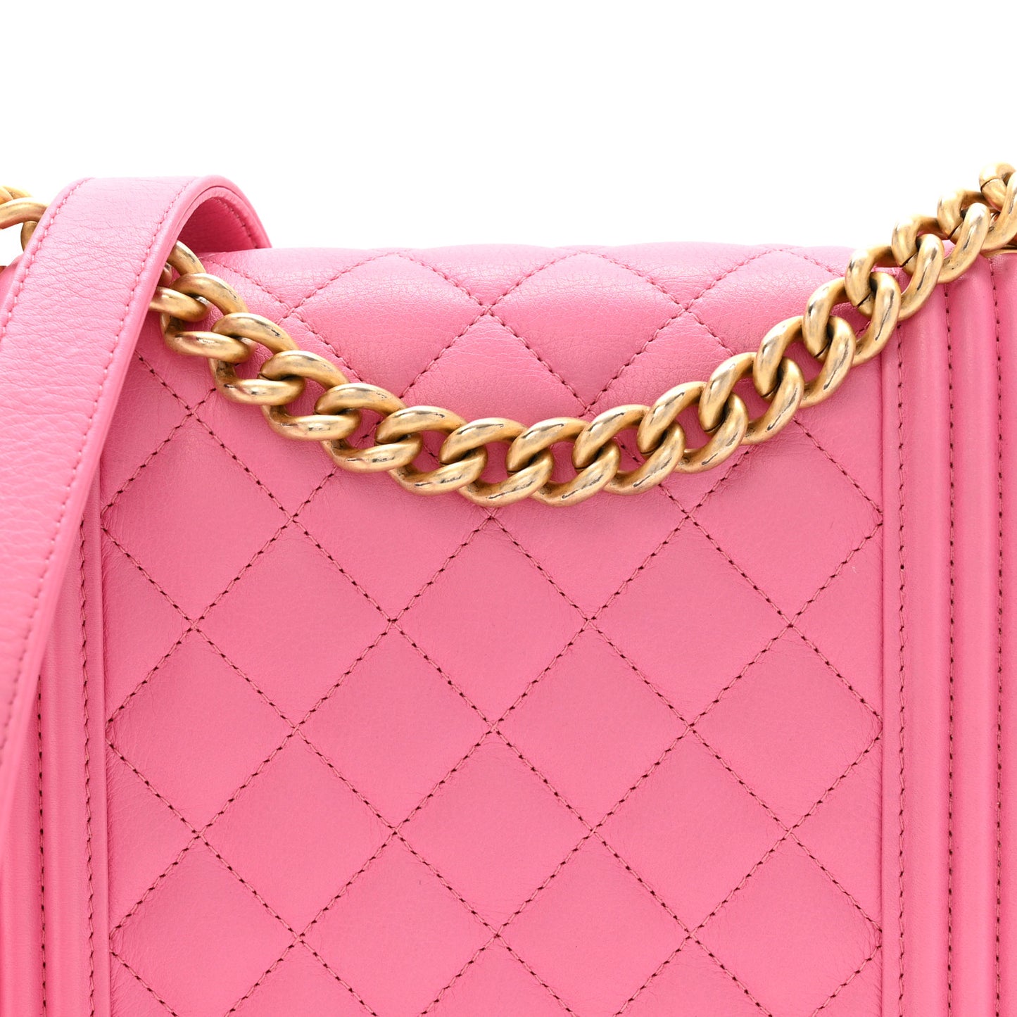 Calfskin Quilted North South Boy Flap Pink