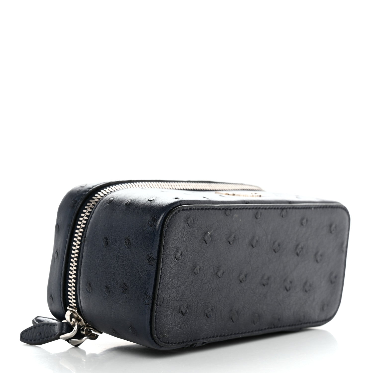 Prada Ostrich Cosmetic Pouch Navy 4 of 9