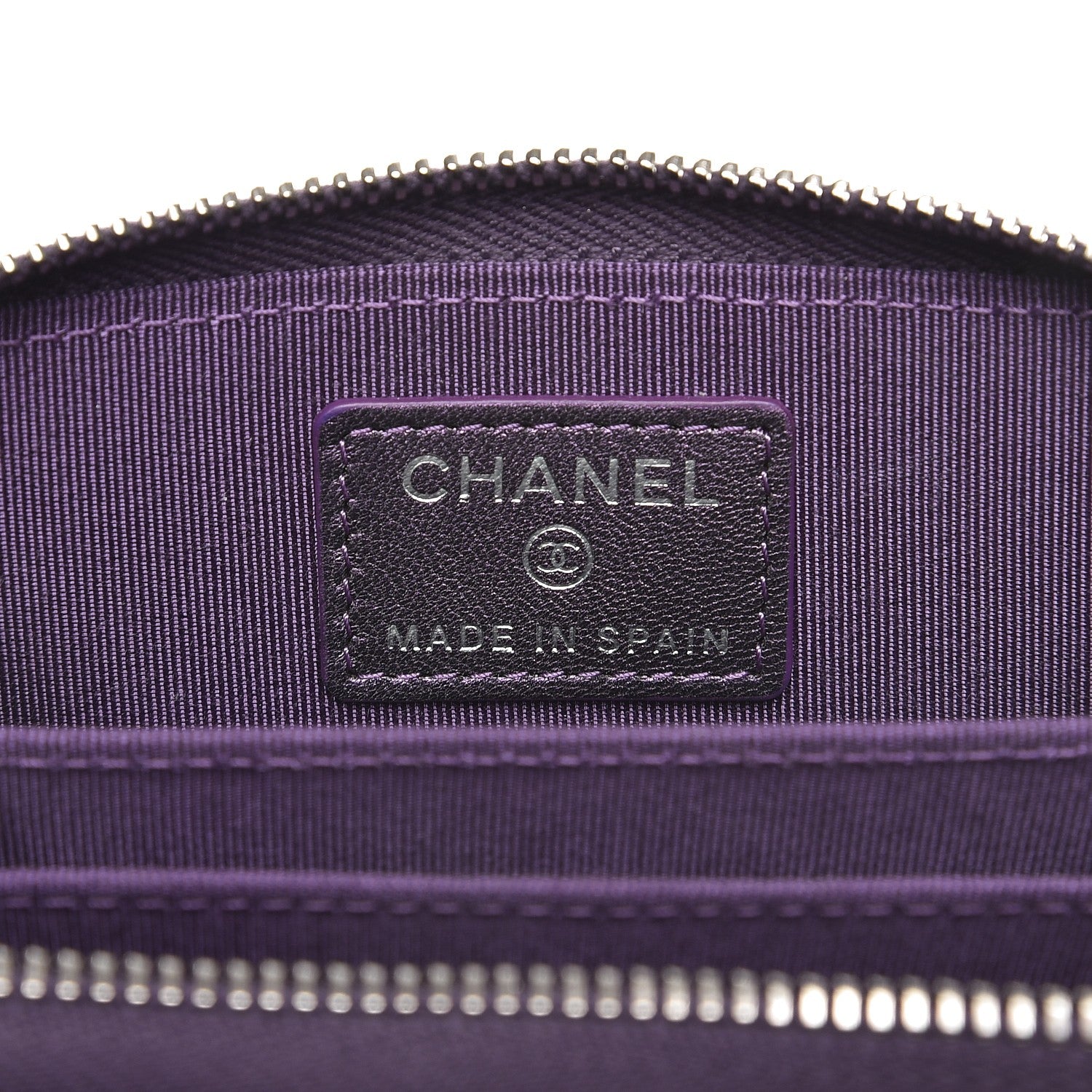 Chanel Metallic Lambskin Quilted Zip Around Coin Purse Wallet Purple 6 of 8