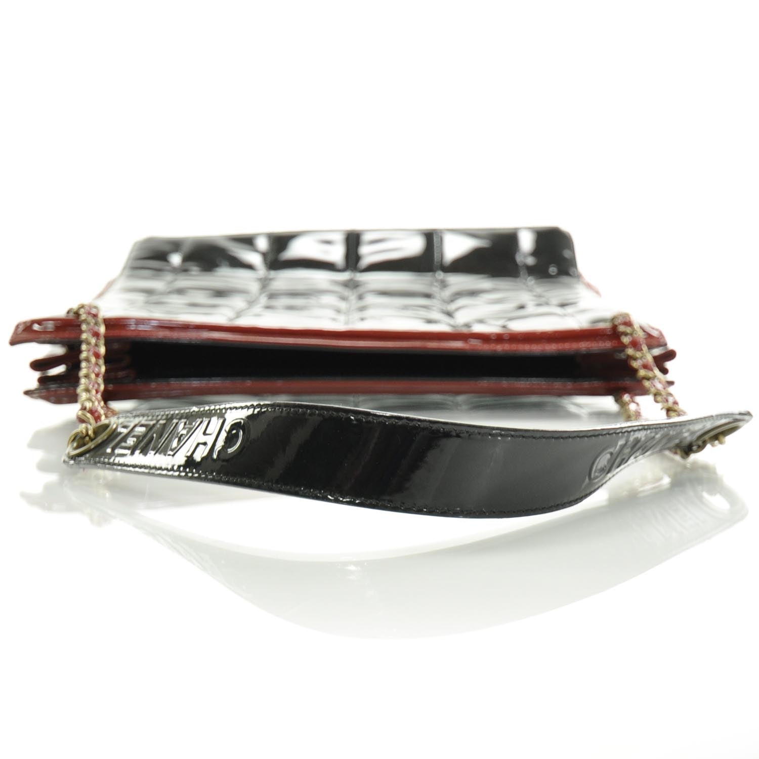 Chanel Patent Chocolate Bar Quilted Shoulder Bag Black and Red 9 of 9