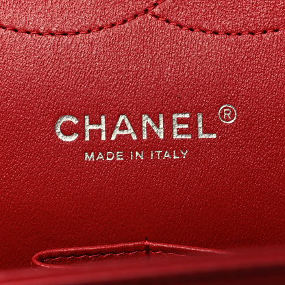 Chanel Lambskin Quilted Jumbo Tri-Color Double Flap Navy Blue Red 6 of 10