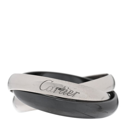 Cartier 18K White Gold Black Ceramic Trinity Ring 57 8 1 of 4