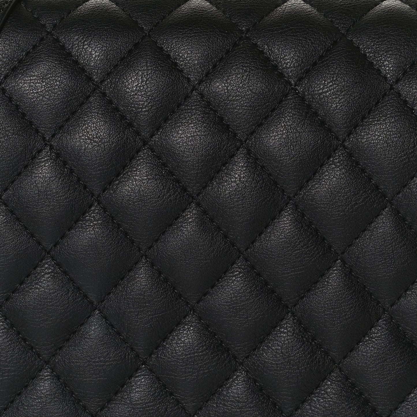 Grained Calfskin Quilted Messenger Flap Black