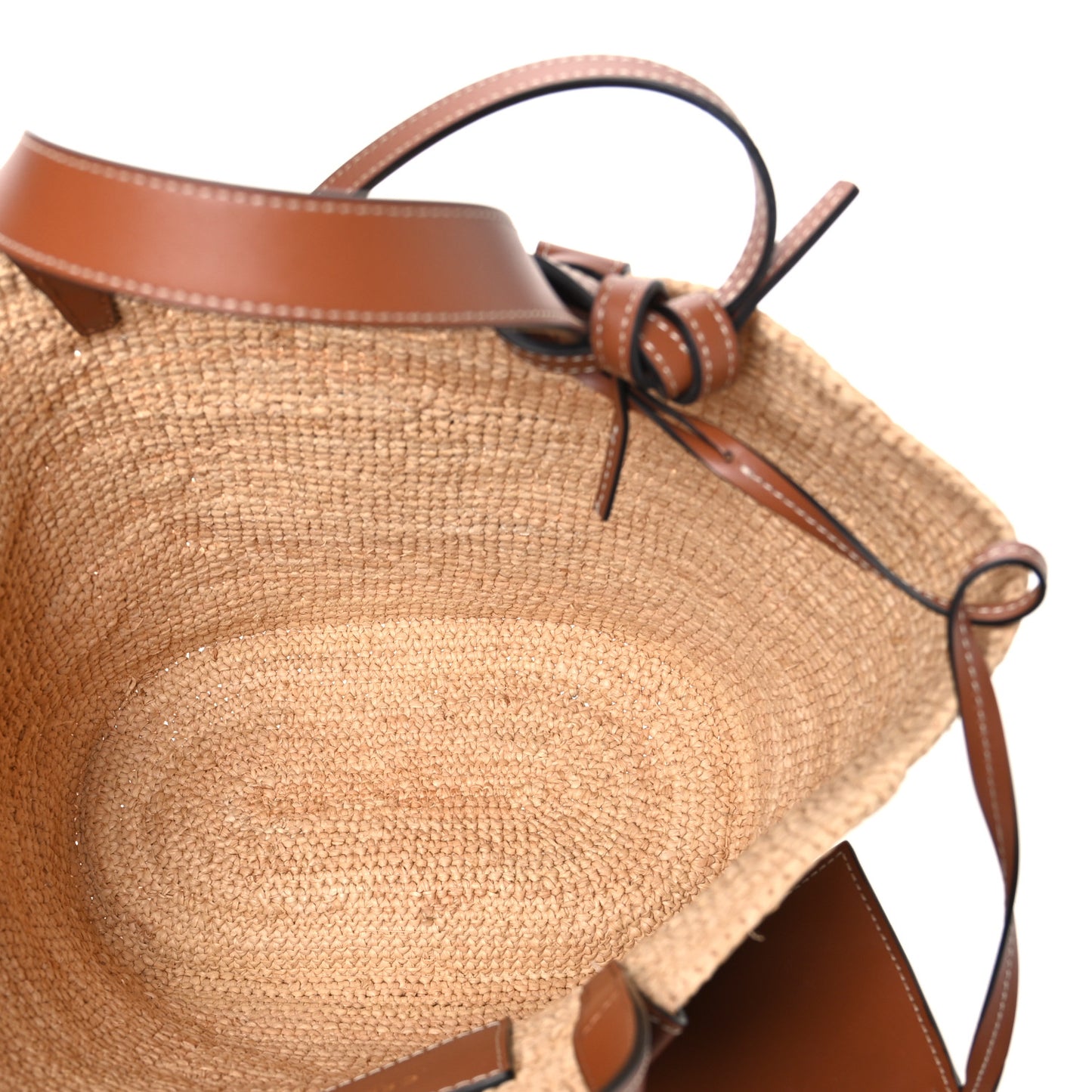 Raffia Calfskin Triomphe Teen Panier Tan