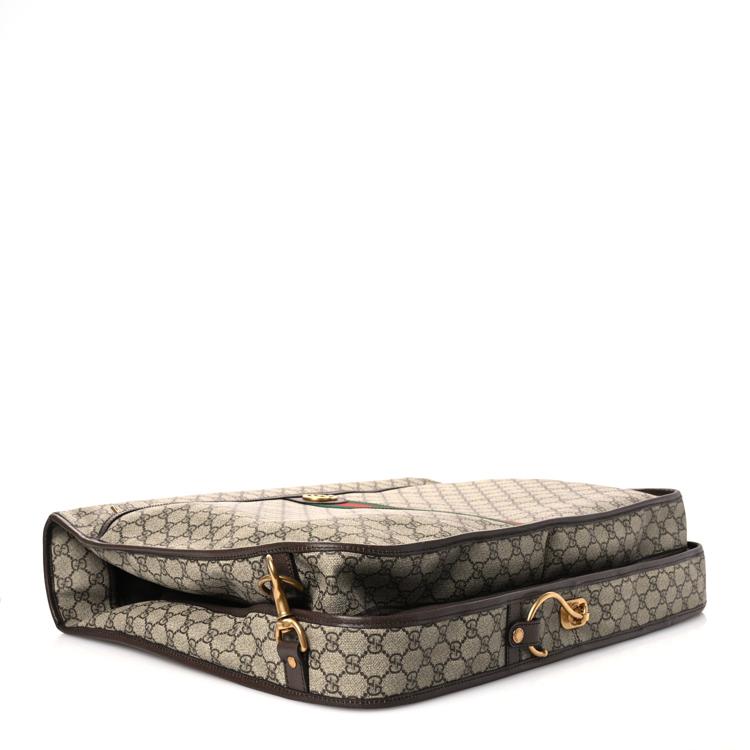 Gucci GG Supreme Monogram Textured Dollar Calfskin Web Ophidia Savoy Garment Bag Beige Ebony New Acero 3 of 12