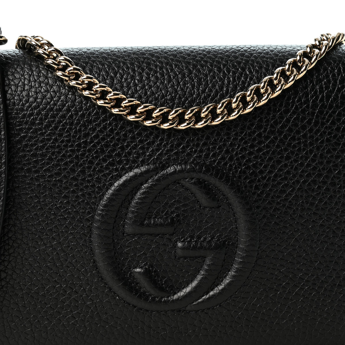 Gucci Pebbled Calfskin Soho Wallet On Chain Black 7 of 9