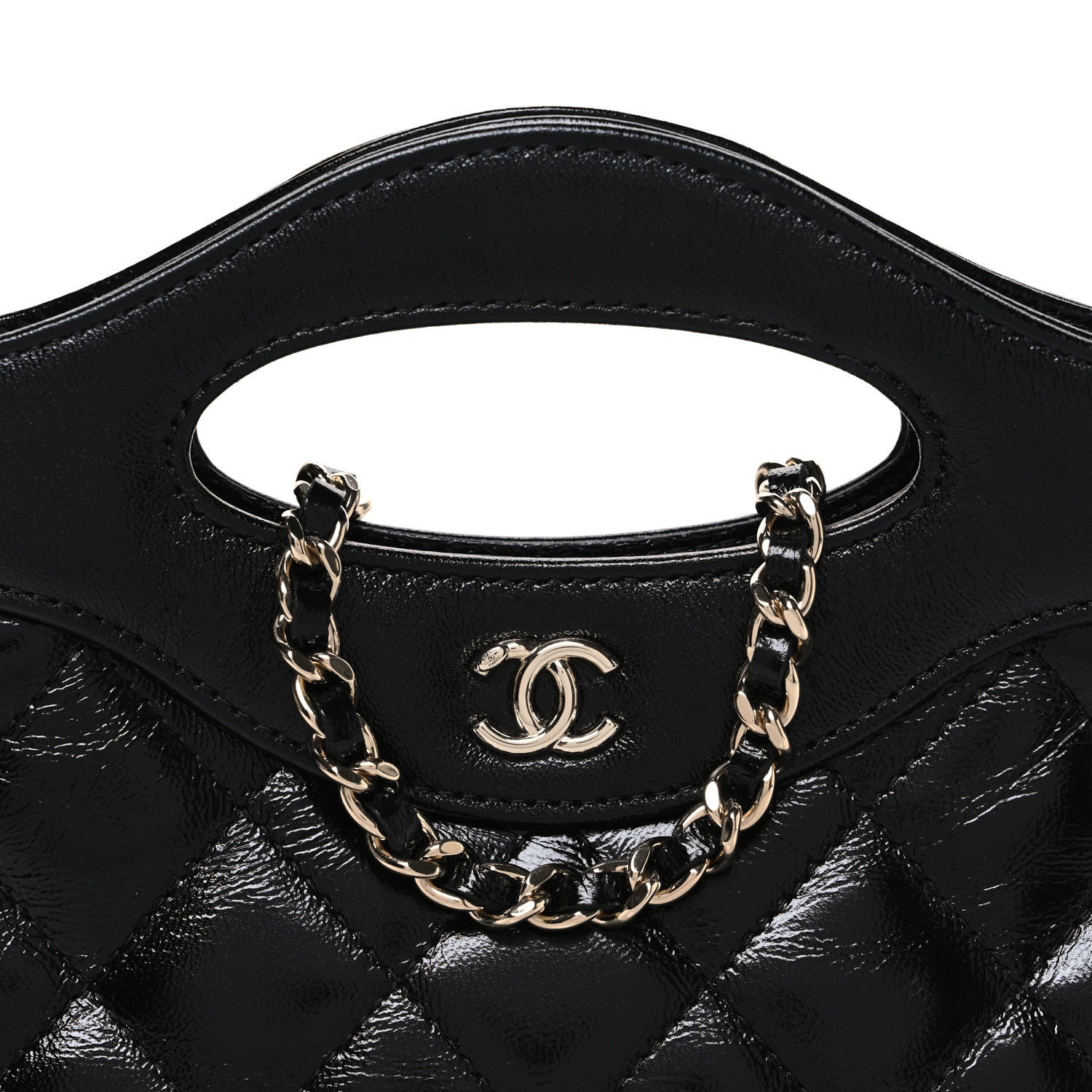 Chanel Shiny Crumpled Calfskin Quilted Nano 31 Shopping Bag Black 8 of 10