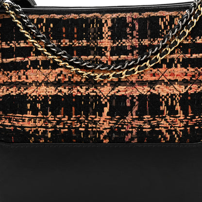 Chanel Tweed Calfskin Medium Gabrielle Hobo Black Brown 8 of 11