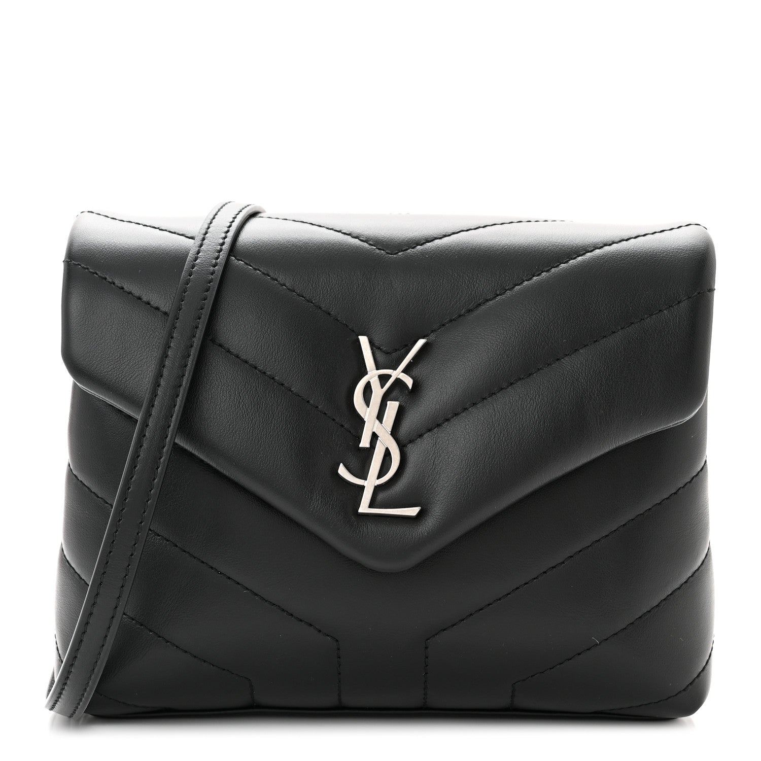 Saint Laurent Calfskin Y Quilted Monogram Toy Loulou Crossbody Bag Black 1 of 10