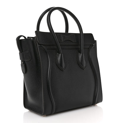 Celine Drummed Calfskin Micro Luggage Black 3 of 14