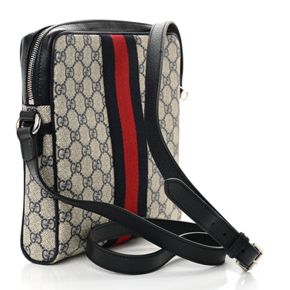 Gucci GG Supreme Monogram Textured Dollar Calfskin Web Small Ophidia Messenger Bag Beige Blue 3 of 10