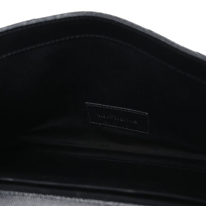 Saint Laurent Grain De Poudre Matelasse Chevron Monogram Monochrome Envelope Clutch Black 5 of 7