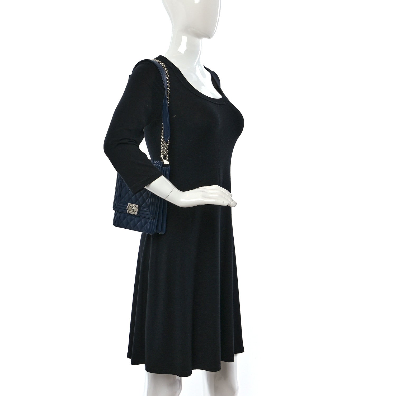 Chanel Calfskin Quilted North South Boy Flap Navy 2 of 12
