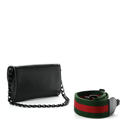 Gucci Glazed Textured Calfskin Web Monochrome Mini Horsebit 1955 Chain Shoulder Bag Black 2 of 9