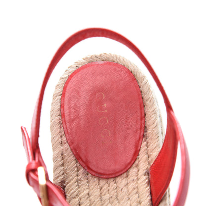 Gucci Cotton Malaga Kid Crochet Pearly GG Lilibeth Espadrille Platform Sandals 40 Hibiscus Red 6 of 9