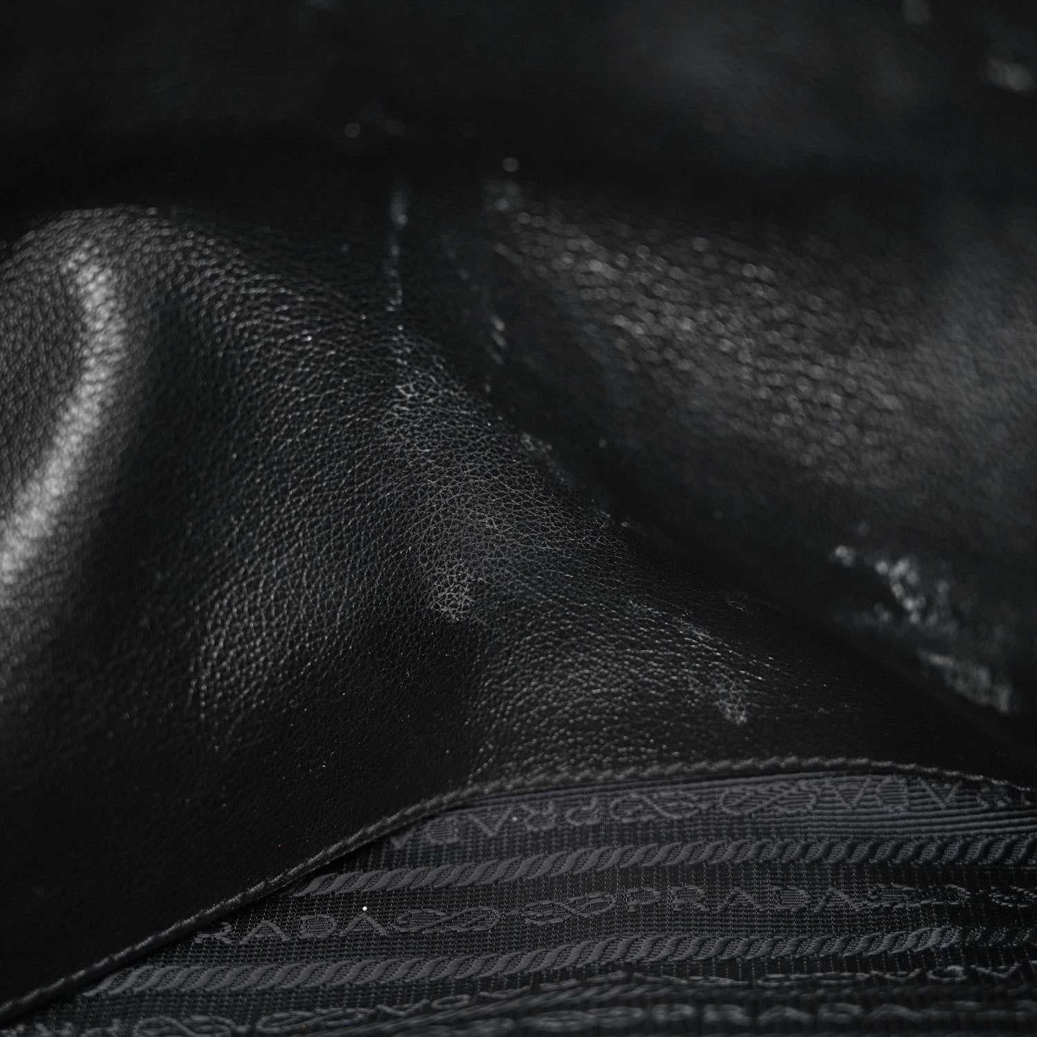 Prada Glace Calfskin Embossed Logo Tote Black 12 of 14