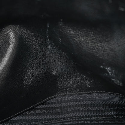 Prada Glace Calfskin Embossed Logo Tote Black 12 of 14