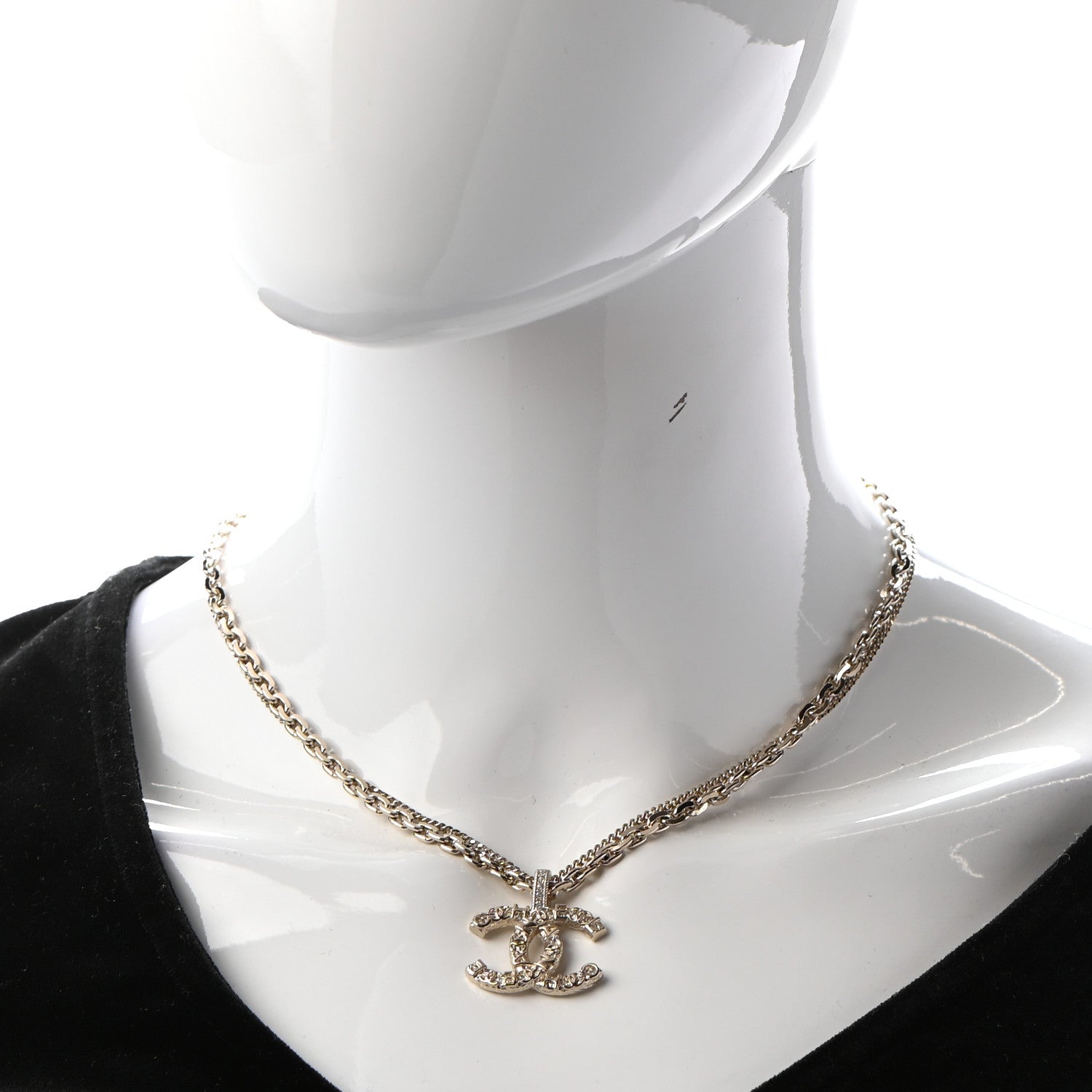 Chanel Crystal CC Multi Strand Chain Necklace Gold 2 of 5