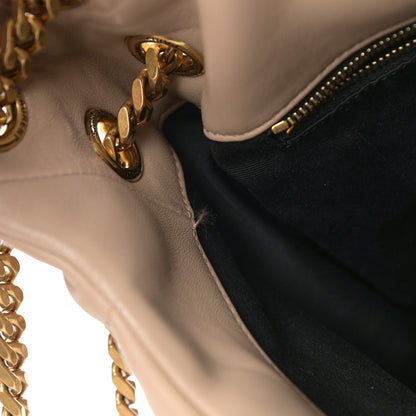 Saint Laurent Lambskin Quilted Medium Loulou Puffer Monogram Chain Satchel Dark Beige 8 of 13
