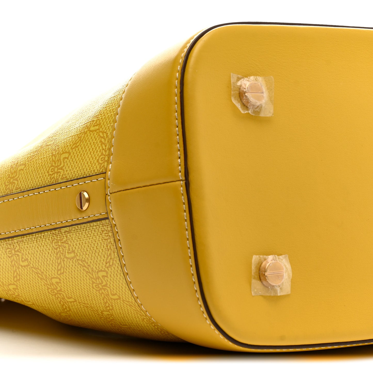 Lauretos Spanish Calfskin Medium Himmel Drawstring Bucket Bag Lemon Gold