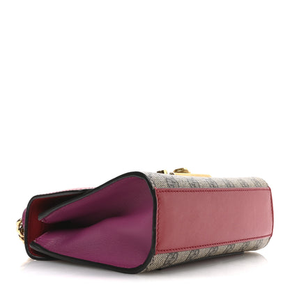 Gucci GG Supreme Monogram Calfskin Small Padlock Shoulder Bag Beige Hibiscus Red New Rosette 4 of 10