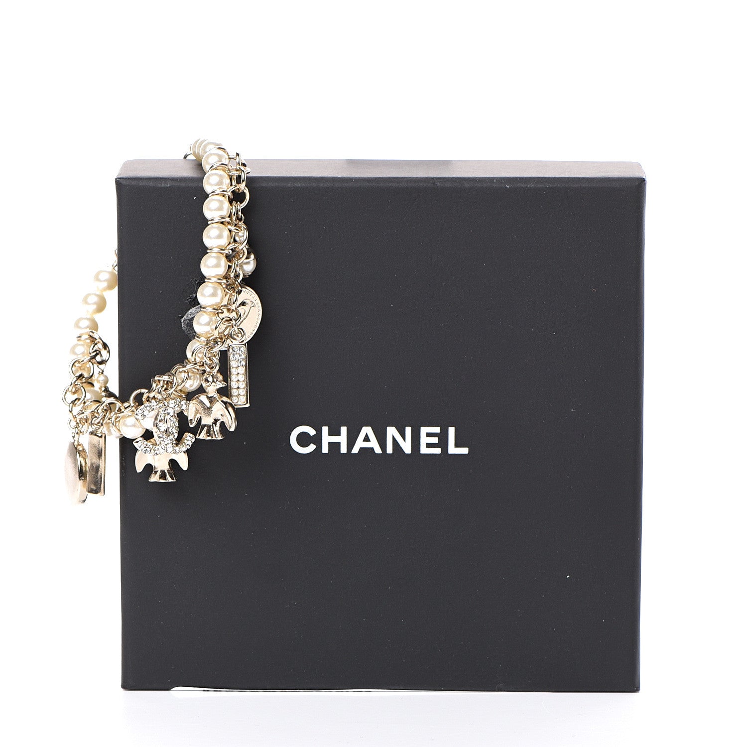 Chanel Pearl Crystal Charm Bracelet Gold 4 of 4
