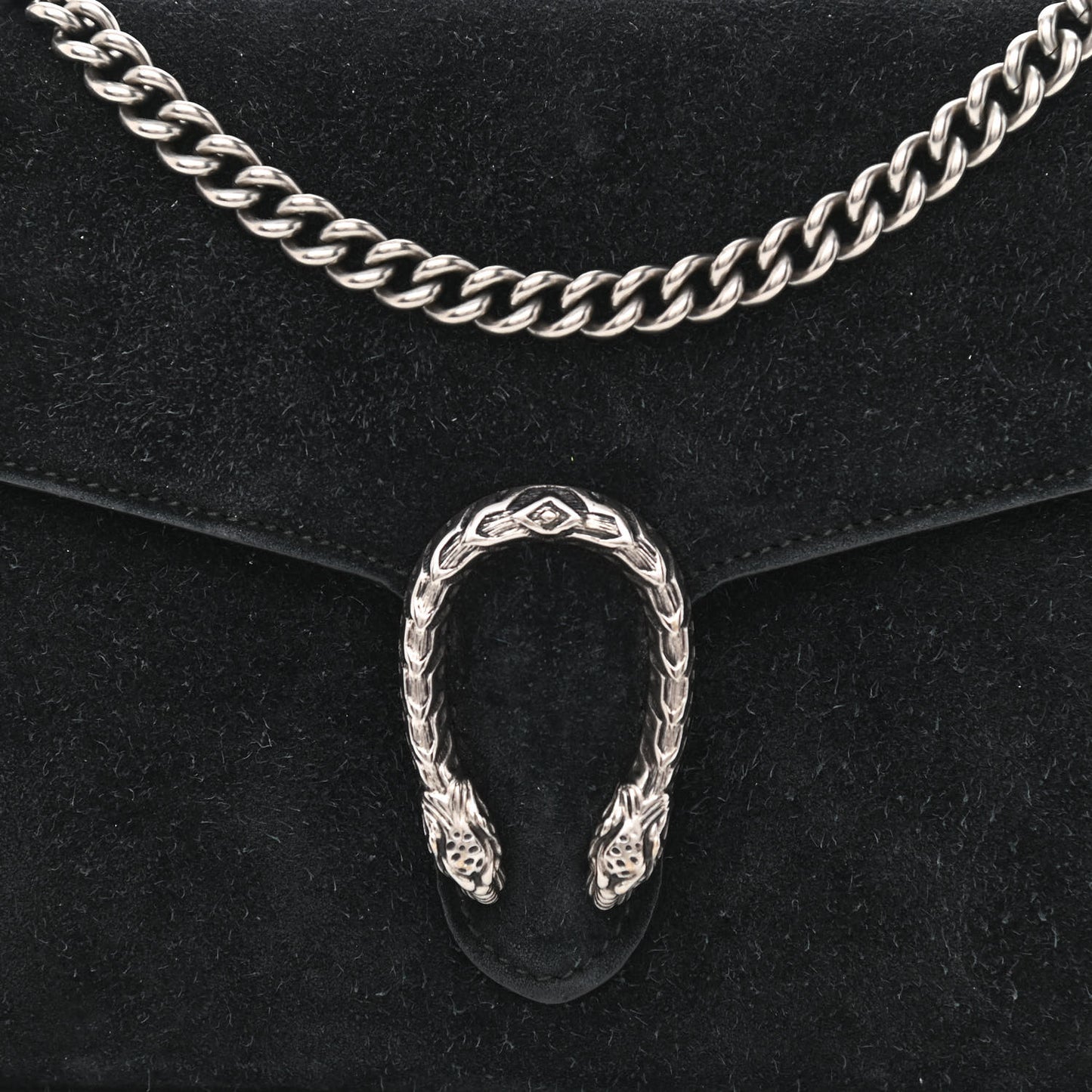 Suede Mini Dionysus Chain Wallet Black