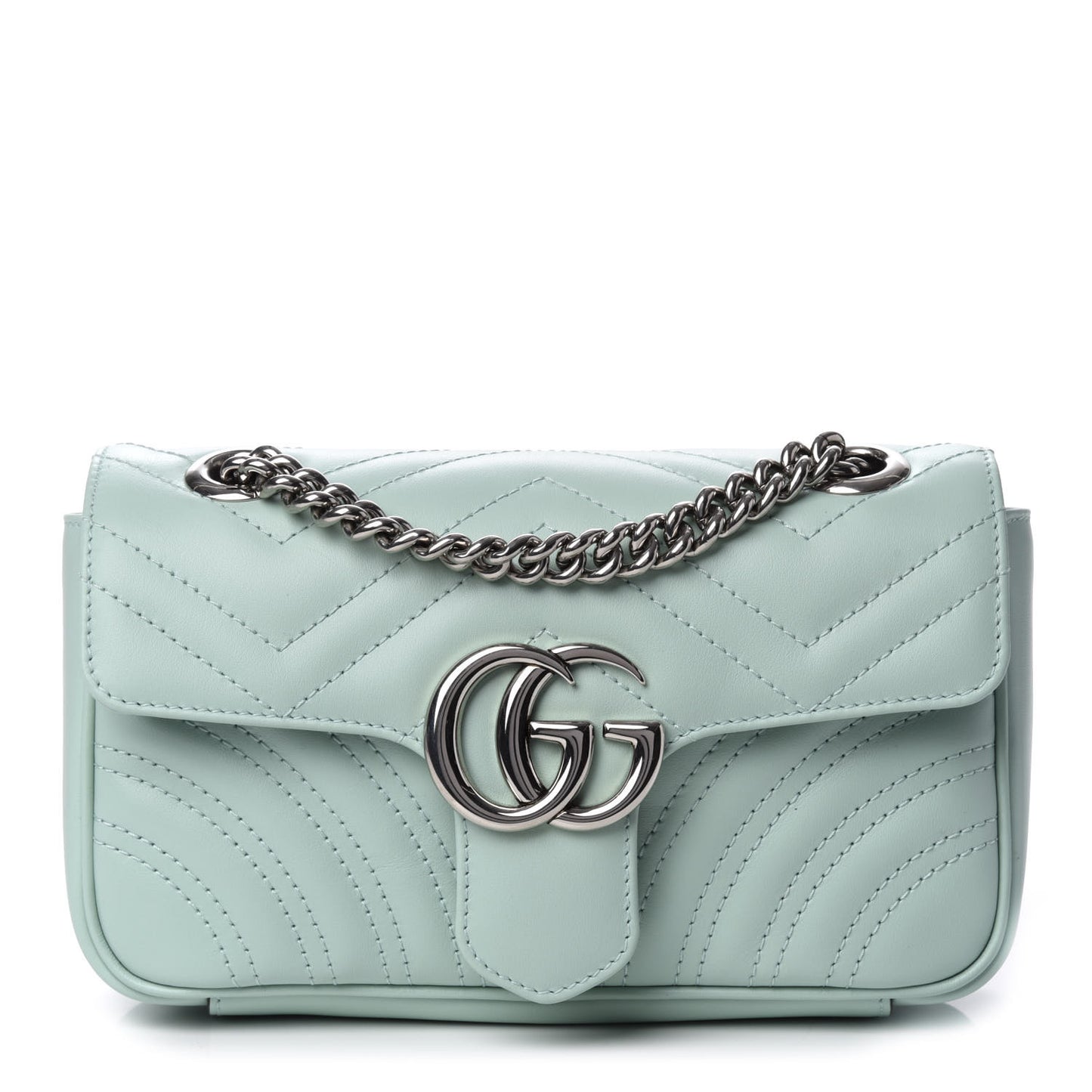 Calfskin Matelasse Mini GG Marmont Shoulder Bag Water Green