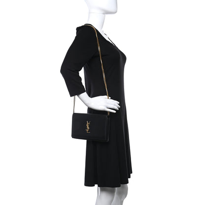 Saint Laurent Smooth Calfskin Medium Classic Monogram Kate Satchel Black 2 of 17
