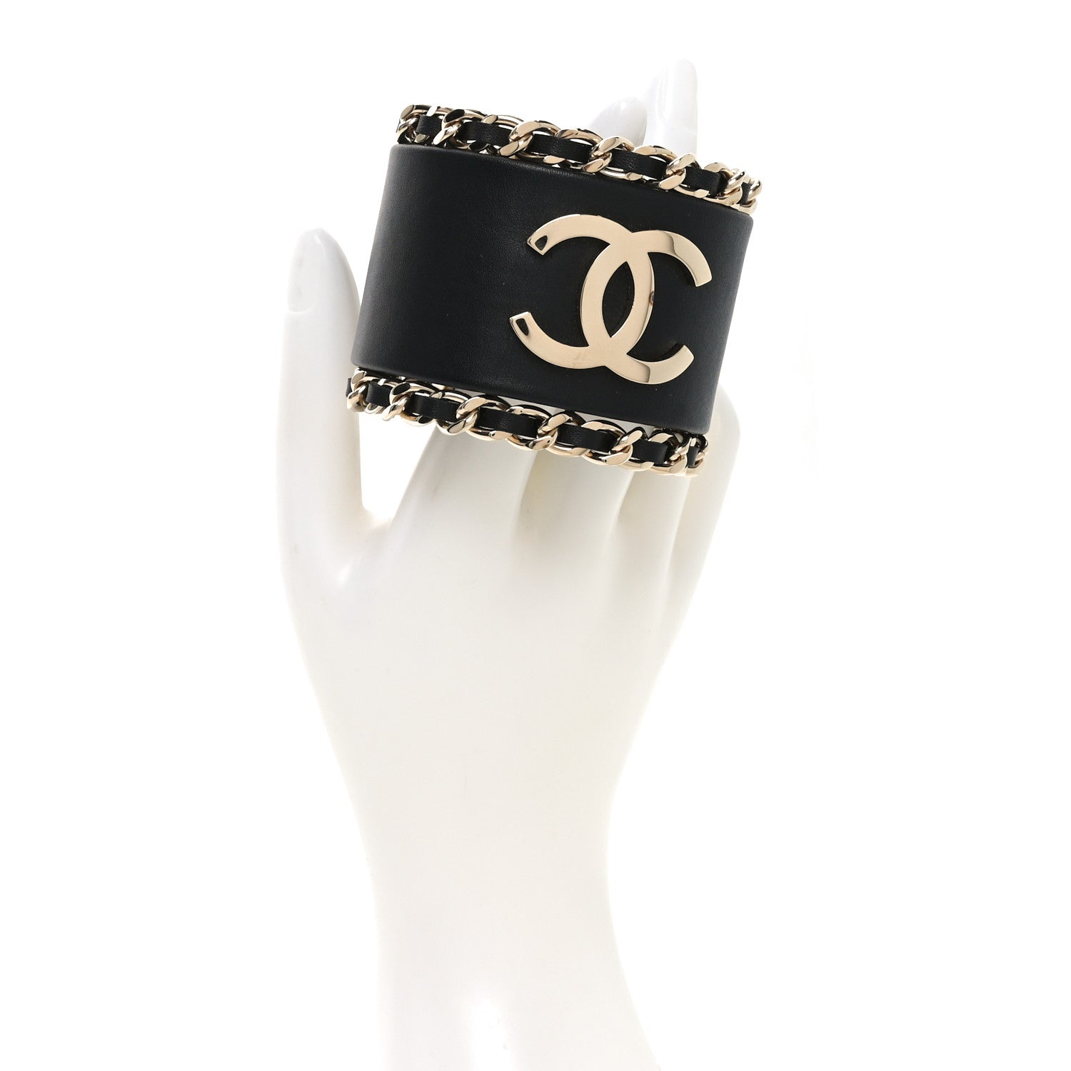 Chanel Lambskin Chain CC Cuff M Black Gold 2 of 6