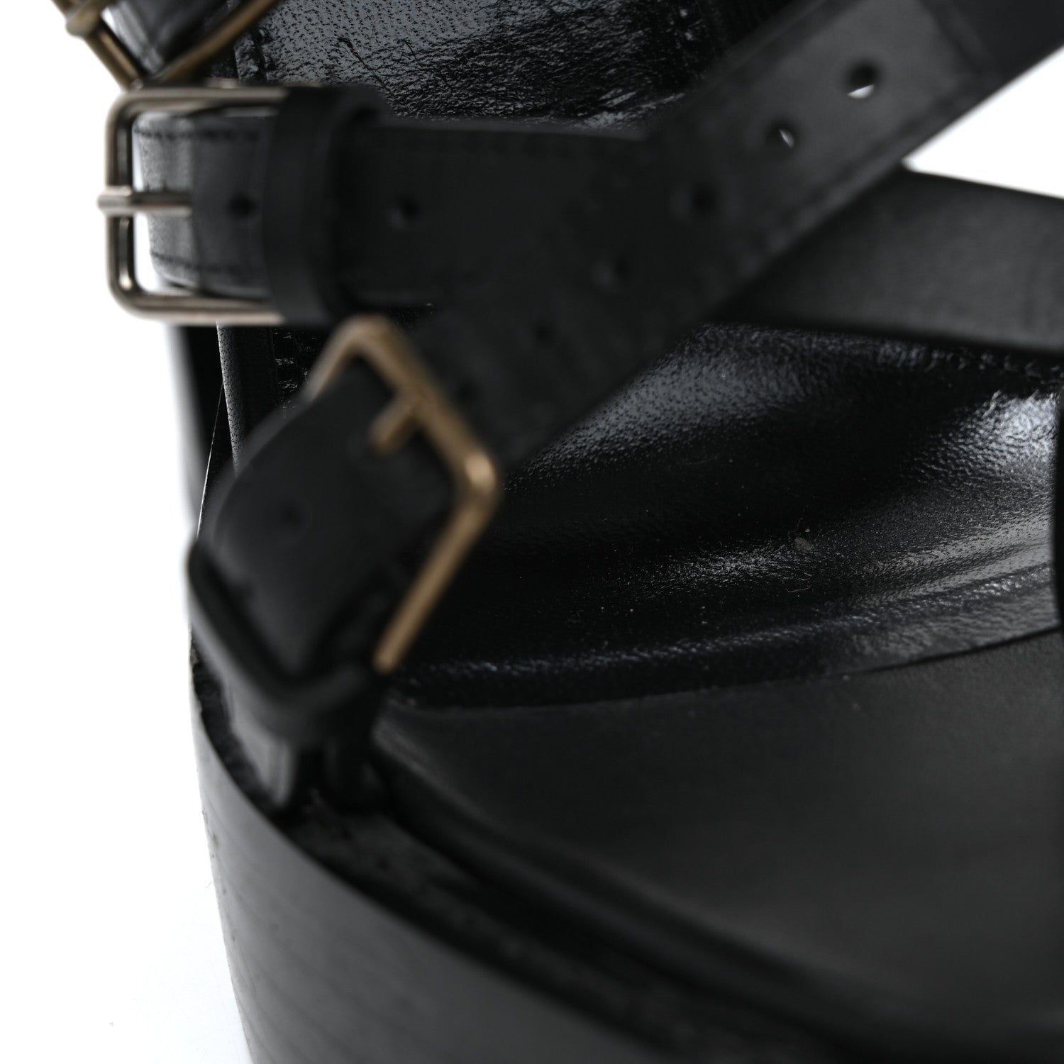Saint Laurent Calfskin 105 Platz Platform Sandals 35 Black 11 of 14