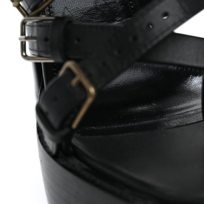 Saint Laurent Calfskin 105 Platz Platform Sandals 35 Black 11 of 14