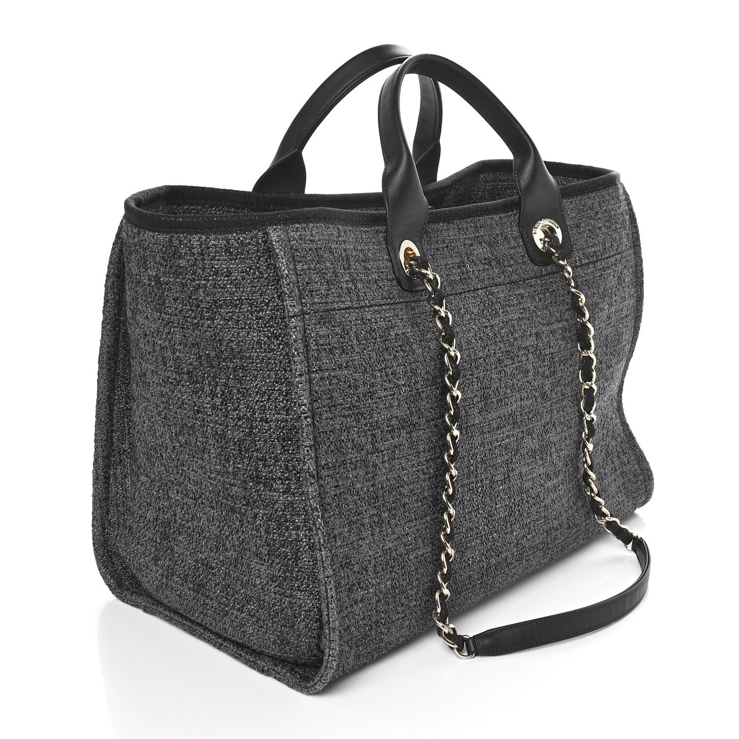 Lurex Boucle Medium Deauville Tote Black