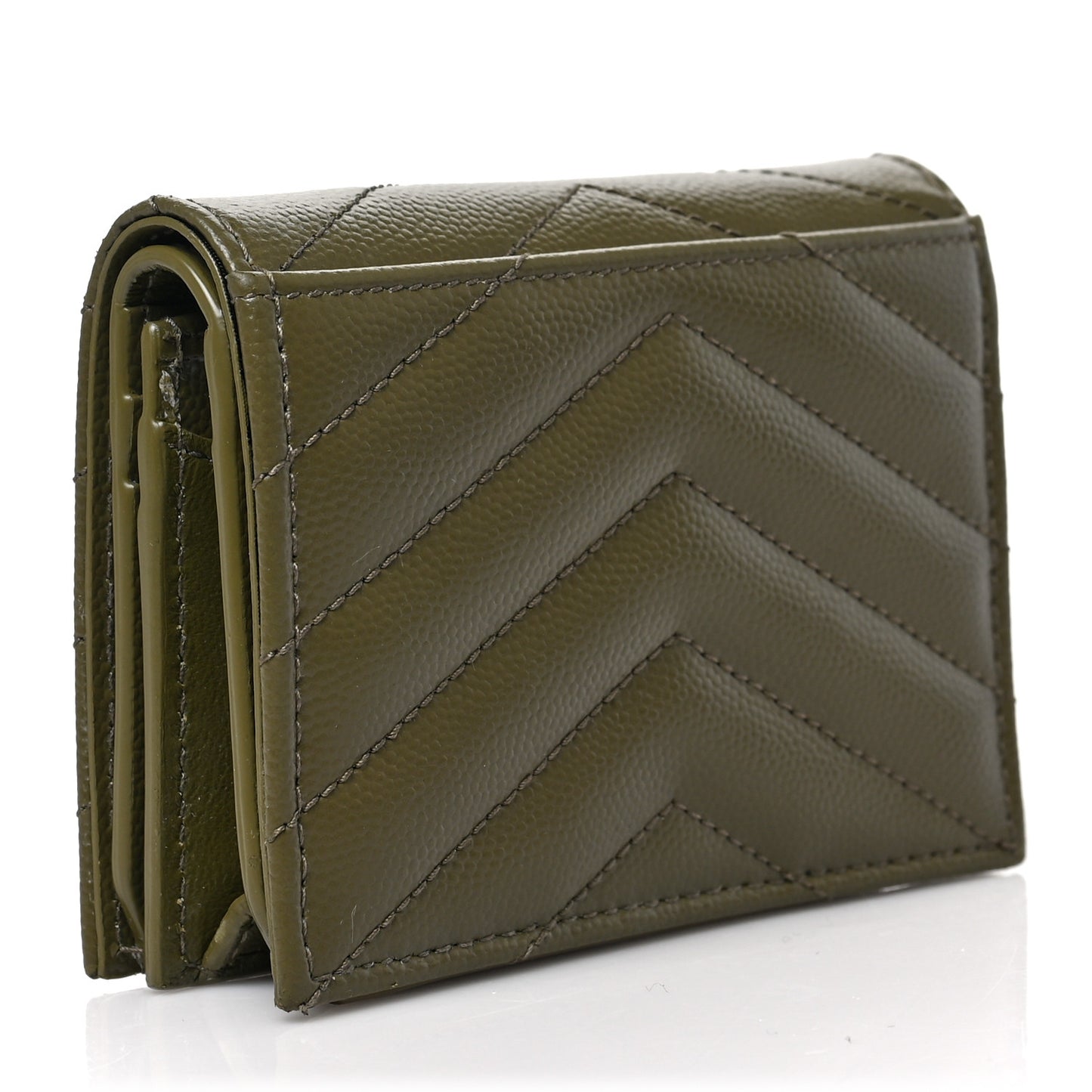 Grain De Poudre Matelasse Chevron Monogram Card Case Kaki