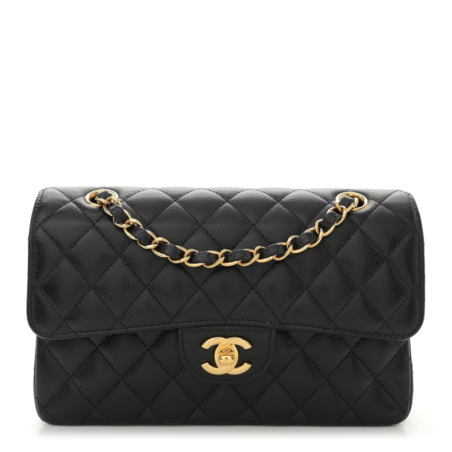 Caviar Quilted Small Double Flap Black