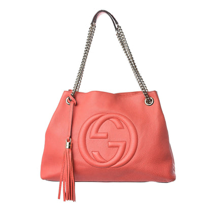 Gucci Pebbled Calfskin Medium Soho Chain Shoulder Bag Begonia Pink 1 of 23