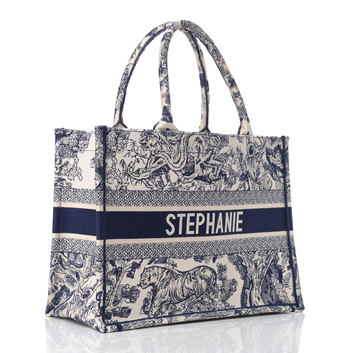 Christian Dior Canvas Embroidered Medium Dioriviera Toile De Jouy Book Tote Blue 3 of 12