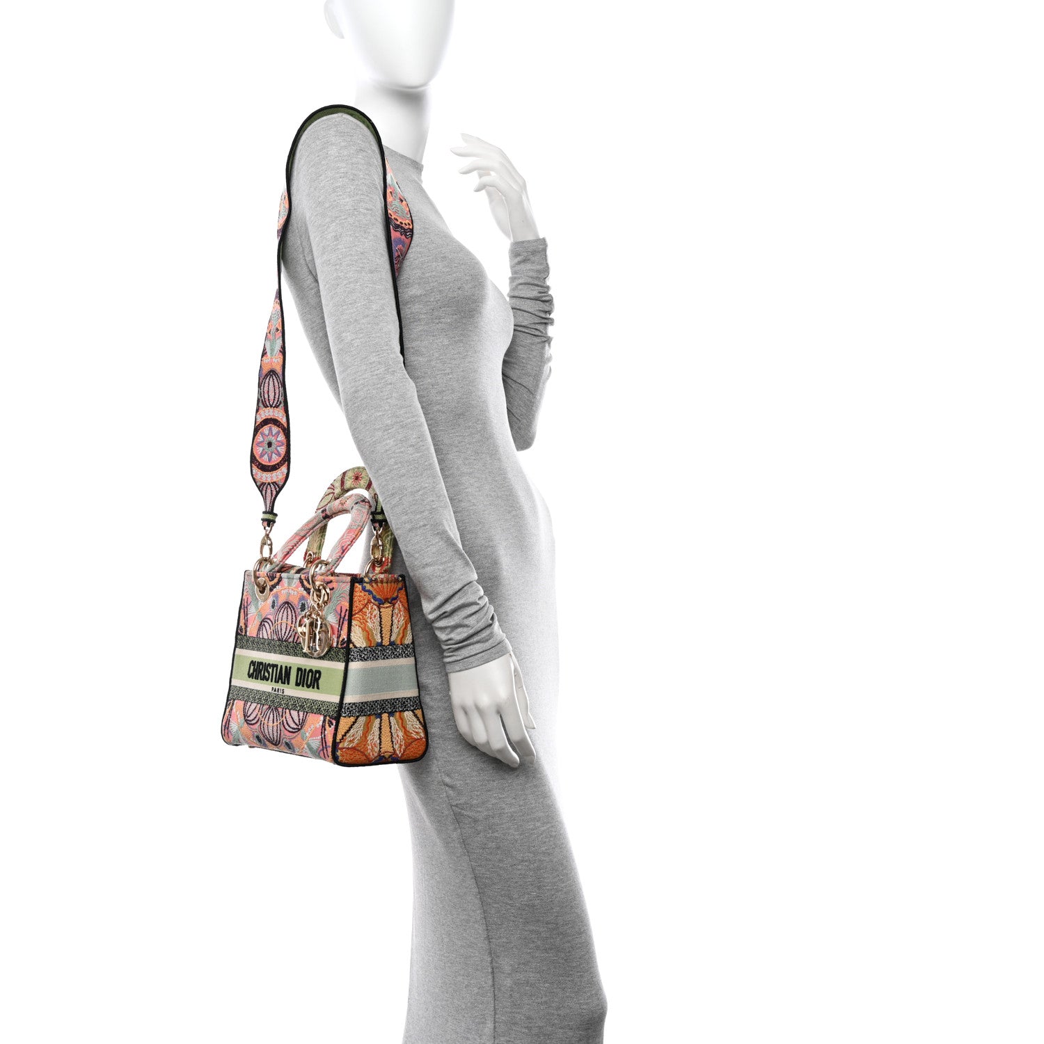 Christian Dior Canvas Embroidered In Lights Medium Lady D-Lite Multicolor 2 of 12