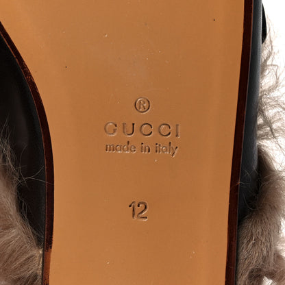 Gucci Goatskin Fur Web GG Mens Princetown Slippers 12 Cocoa 6 of 7
